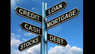 Credit loan mortgage signpost