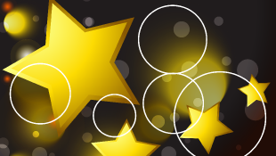 Gold stars on black background