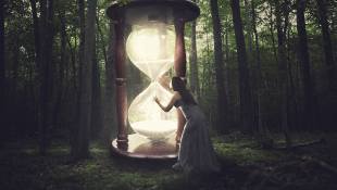 Hourglass in forest