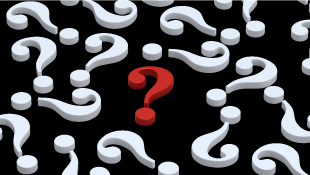 Question marks on black background red in circle