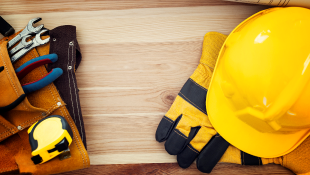 Construction tools on table