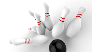 Striking bowling pins